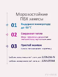 ПВХ завеса для холодильной камеры 0,9x2,4м. Готовый комплект, морозостойкая